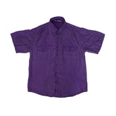 Vintage 90s purple pure silk twin pocket short sleeve oversized mens shirt size large by SilkKing